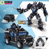 Đồ chơi lắp ghép mô hình xe chiến đấu SWAT Mecha biến hình robot 2 trong 1 với 941 mảnh ghép