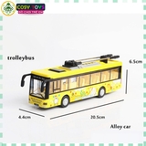 Đồ chơi mô hình xe buýt hợp kim có đèn nhấp nháy cho bé