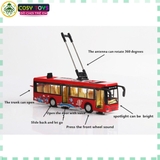 Đồ chơi mô hình xe buýt hợp kim có đèn nhấp nháy cho bé