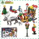 Đồ chơi lắp ghép xếp hình ông già noel cưỡi xe tuần lộc phát quà với 221 mảnh ghép