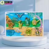 Đồ chơi tranh gỗ ghép 3D theo chủ đề kèm chữ cái tiếng anh, làm bằng gỗ thông an toàn cho bé