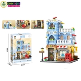 Đồ chơi lắp ghép xếp hình city nhà phố: quán cà phê, khách sạn, nhà hàng ... với 713, 760, 828 chi tiết