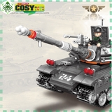 Đồ chơi lắp ghép xếp hình xe tăng quân sự có khớp xoay linh hoạt với 607 mảnh ghép