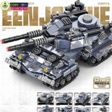 Đồ chơi lắp ghép xếp hình xe tăng hai nòng 8 trong 1 với nhiều mẫu xe nhỏ 796 chi tiết