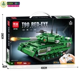 Đồ chơi xếp hình lắp ghép mô hình xe tăng T90 mới có động cơ điều khiển từ xa với 602 chi tiết cho bé
