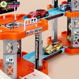 Đồ chơi gara ô tô gồm trạm đỗ xăng, ngã ba chuyển xe với 3 tầng kèm 4 xe ô tô với 138 chi tiết cho bé