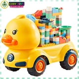Đồ chơi xe ô tô đồ chơi vịt con kèm thùng chở lêgô 124 chi tiết cho bé