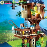 Đồ chơi lắp ghép xếp hình ngôi nhà trên cây hai tầng với 706 chi tiết