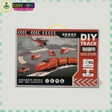 Đồ chơi đường ray xe lửa cứu hỏa màu đỏ với đường ray lắp ráp cho bé