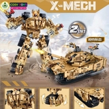 Đồ chơi lắp ghép xếp hình 2 trong 1 xe tăng, máy bay, trực thăng và mô tô biến hình thành robot cỡ lớn với hơn 946 - 1326 - 919 - 933 chi tiết