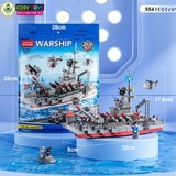 Đồ chơi lắp ghép xếp hình tàu chiến 24 trong 1 (dạng túi) kèm nhiều mẫu trực thăng, tàu nhỏ và các nhân vật thủy thủ với 554 mảnh ghép