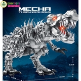 Đồ chơi lắp ghép xếp hình khủng long robot Mecha Tyrannorarus cỡ lớn có đèn với 1766 chi tiết
