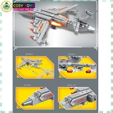 Đồ chơi lắp ghép xếp hình lắp ráp máy bay vận tải màu xám với 351 chi tiết