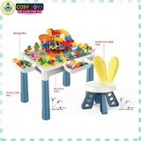 Đồ chơi bàn chơi xếp hình lắp ghép cầu trượt đa năng kèm ghế ngồi với 110 chi tiết cho bé