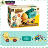 Đồ chơi xe ô tô đồ chơi vịt con kèm thùng chở lêgô 124 chi tiết cho bé