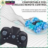 Đồ chơi xe đua đua bánh xoắn stunt racer nhào lộn 360 độ có điều khiển từ xa 4 chiều cho bé