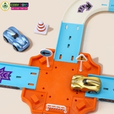 Đồ chơi gara ô tô gồm trạm đỗ xăng, ngã ba chuyển xe với 3 tầng kèm 4 xe ô tô với 138 chi tiết cho bé
