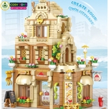 Đồ chơi lắp ghép xếp hình city nhà phố: quán cà phê, khách sạn, nhà hàng ... với 713, 760, 828 chi tiết