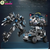 Đồ chơi lắp ghép xếp hình chiến binh robot biến hình 2 trong 1 thành xe cảnh sát với 458 chi tiết