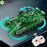 Đồ chơi xếp hình lắp ghép mô hình xe tăng T90 mới có động cơ điều khiển từ xa với 602 chi tiết cho bé