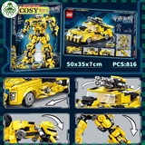 Đồ chơi lắp ghép xếp hình lắp ráp chiến binh Bumbelee biến hình 2 trong 1 thành xe với 816 chi tiết