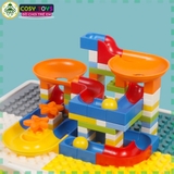 Đồ chơi bàn chơi xếp hình lắp ghép cầu trượt đa năng kèm ghế ngồi với 110 chi tiết cho bé