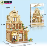Đồ chơi lắp ghép xếp hình city nhà phố: quán cà phê, khách sạn, nhà hàng ... với 713, 760, 828 chi tiết