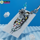 Đồ chơi lắp ghép xếp hình tàu chiến đấu cao cấp 6 trong 1 mẫu mới kèm trực thăng, tàu nhỏ và các nhân vật thủy thủ với 1456 mảnh ghép