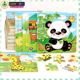 Bộ tranh gỗ ghép 9 miếng chủ đề thiên nhiên và con vật cho bé