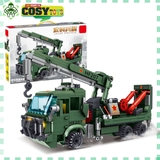 Đồ chơi lắp ghép xếp hình xe cẩu kéo công trình màu xanh lá với 388 mảnh ghép