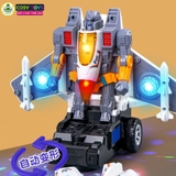 Đồ chơi máy bay biến hình thành robot có đèn và nhạc cho bé