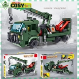 Đồ chơi lắp ghép xếp hình xe cẩu kéo công trình màu xanh lá với 388 mảnh ghép