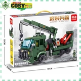 Đồ chơi lắp ghép xếp hình xe cẩu kéo công trình màu xanh lá với 388 mảnh ghép