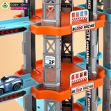 Đồ chơi gara ô tô gồm trạm đỗ xăng, ngã ba chuyển xe với 3 tầng kèm 4 xe ô tô với 138 chi tiết cho bé