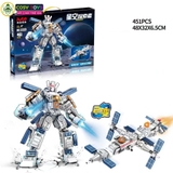 Đồ chơi lắp ghép xếp hình chiến binh biến hình tàu vũ trụ với 451 chi tiết