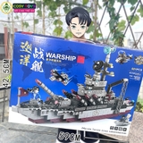 Đồ chơi lắp ghép xếp hình tàu chiến 24 trong 1 kèm nhiều mẫu trực thăng, tàu nhỏ và các nhân vật thủy thủ với 651 mảnh ghép