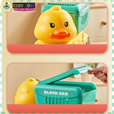 Đồ chơi xe ô tô đồ chơi vịt con kèm thùng chở lêgô 124 chi tiết cho bé