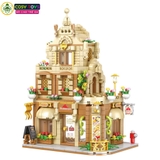 Đồ chơi lắp ghép xếp hình city nhà phố: quán cà phê, khách sạn, nhà hàng ... với 713, 760, 828 chi tiết