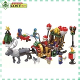 Đồ chơi lắp ghép xếp hình ông già noel cưỡi xe tuần lộc phát quà với 221 mảnh ghép