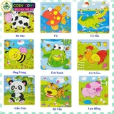 Bộ tranh gỗ ghép 9 miếng chủ đề thiên nhiên và con vật cho bé
