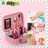 Đồ chơi hộp trang điểm kèm dụng cụ làm đẹp sơn móng, son môi và hơ móng tay...cho bé