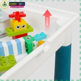 Đồ chơi bàn chơi xếp hình lắp ghép cầu trượt đa năng kèm ghế ngồi với 110 chi tiết cho bé