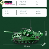 Đồ chơi xếp hình lắp ghép mô hình xe tăng T90 mới có động cơ điều khiển từ xa với 602 chi tiết cho bé