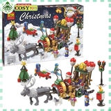 Đồ chơi lắp ghép xếp hình ông già noel cưỡi xe tuần lộc phát quà với 221 mảnh ghép