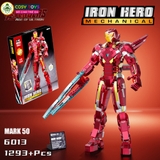Đồ chơi lắp ghép xếp hình Iron Man giáp nano MARK 50 trong Age of Ultrol cỡ lớn kèm nhiều chi tiết chuyển động với 1293 mảnh ghép cho bé