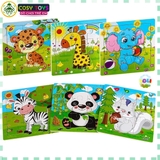 Bộ tranh gỗ ghép 9 miếng chủ đề thiên nhiên và con vật cho bé