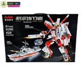 Đồ chơi lắp ghép xếp hình siêu nhân biến hình tàu chiến 2 trong 1 với 420 chi tiết