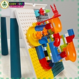 Đồ chơi bàn chơi xếp hình lắp ghép cầu trượt đa năng kèm ghế ngồi với 110 chi tiết cho bé