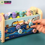 Đồ chơi đập chuột kèm đàn gỗ và thả động vật, xếp hình, câu cá ....7 trong 1 cho bé