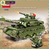 Đồ chơi lắp ghép xếp hình mô hình xe t.ăng màu xanh ghi với 528 chi tiết
